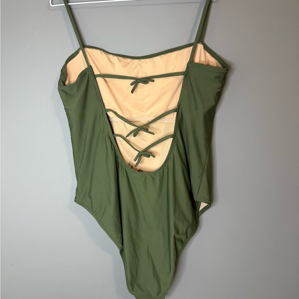 J. Crew size 16 Olive Green Swimsuit One piece summer beach wear, Low back